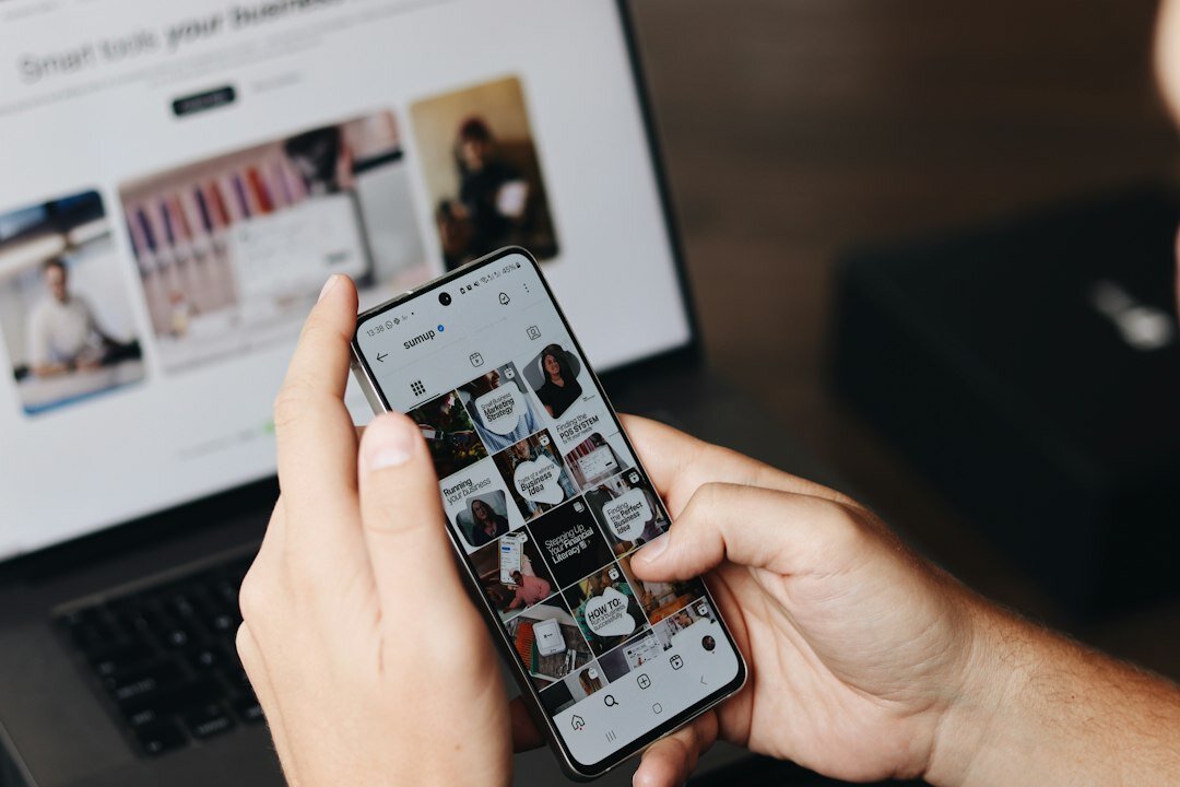 influencer posting on phone