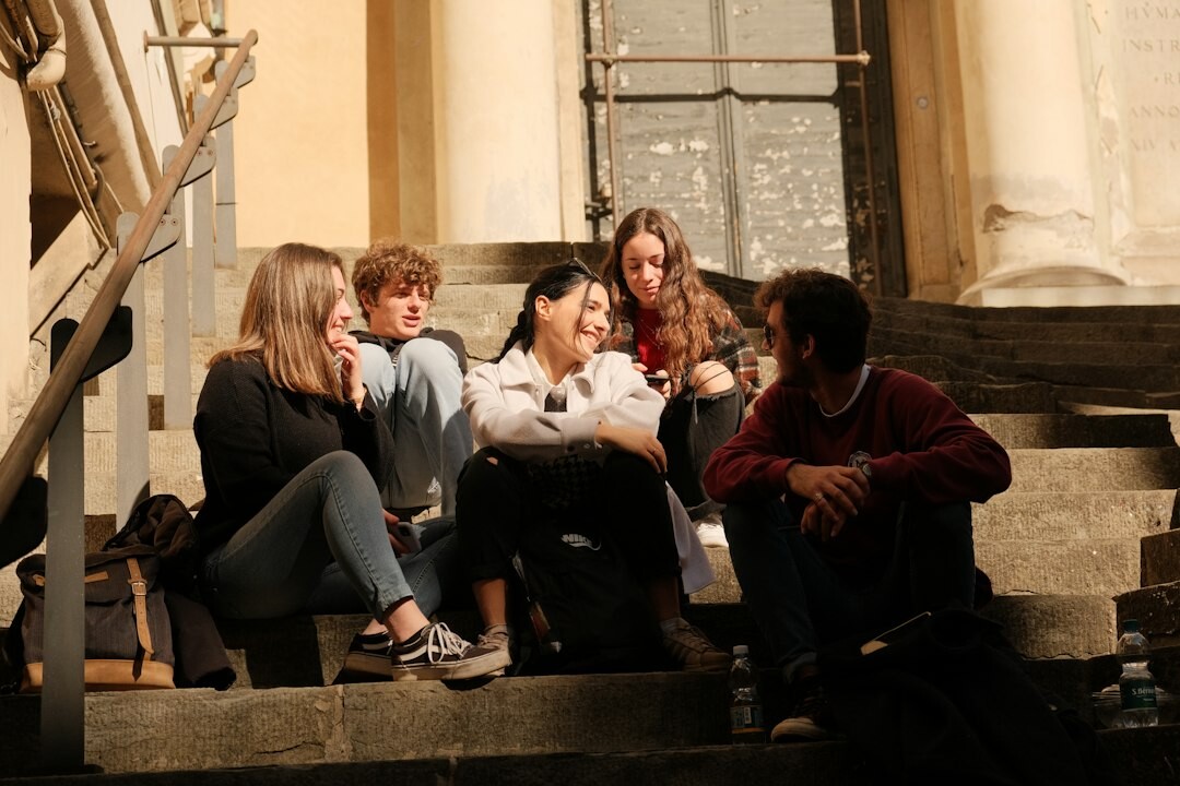 group of friends discussing